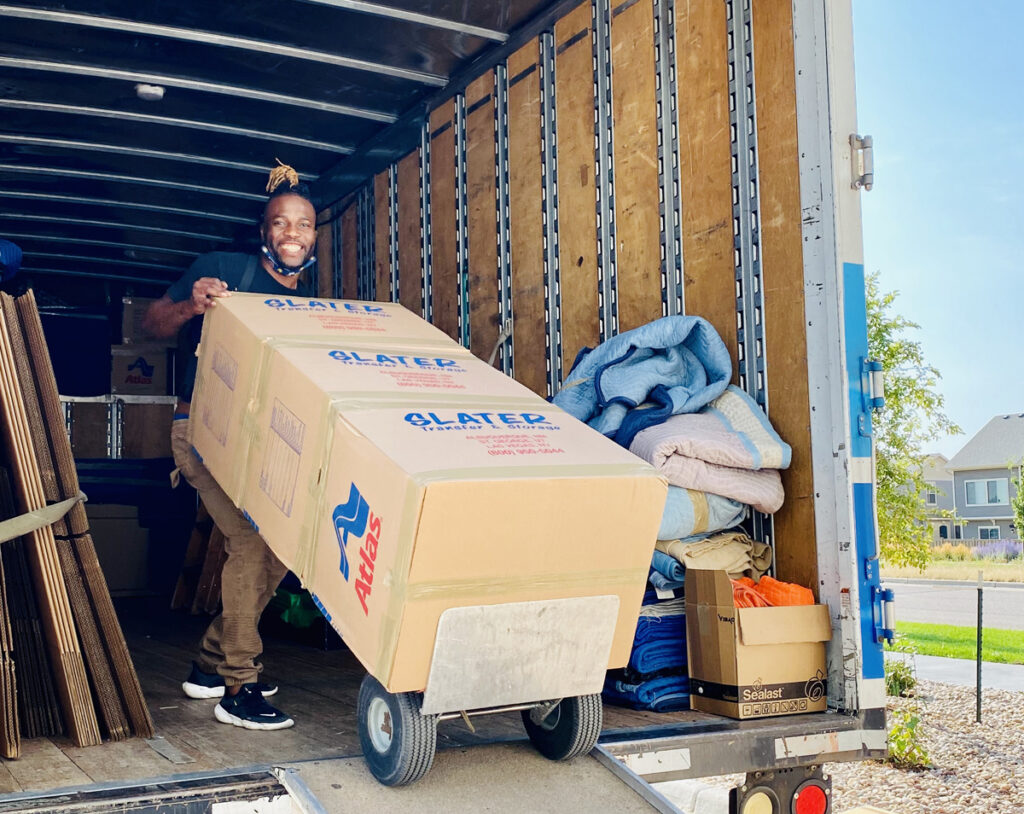 loading truck with boxes